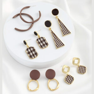 Stylish Alloy Geometric Irregular Earrings Set – Trendy & Fashionable 5 Pairs