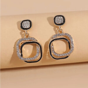 Rhinestone Decor Geometric Earrings – Chic & Modern Design for Any Occasion