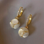 Rhinestone Decor Round Drop Earrings – Glamorous Design for Every Occasion