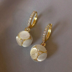 Rhinestone Decor Round Drop Earrings – Glamorous Design for Every Occasion