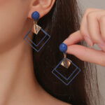 Gold/Silver Geometric Drop Earrings for Women - Modern & Minimalist Design