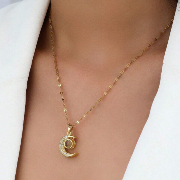 Romantic "I Love You" 100 Languages Star & Moon Necklace – Stainless Steel