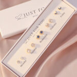 10pcs Sapphire Blue Zirconia Stud Earrings for Women with Gift Box