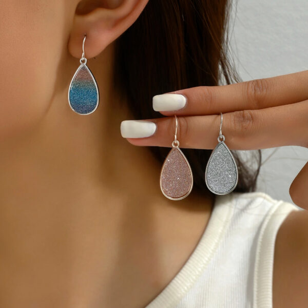 3 Pairs Simple and Elegant Pink Water Drop Earrings for Women
