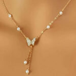 Elegant butterfly tassel pendant necklace for women daily wear and gift jewelry