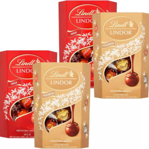 Lindt Lindor Chocolate Truffles Gift Pack – Milk & Assorted Flavours (4 Boxes)
